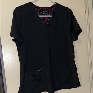 Koi Black Women's Top with Red Accents